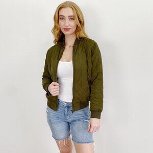 Forever 21 Quilted Dolan Puffer Lettermans Jacket Small